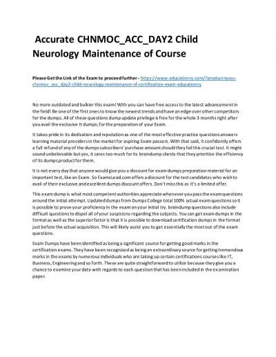 Accurate CHNMOC_ACC_DAY2 Child Neurology Maintenance of Practice Course