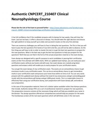 Authentic CNPCERT_210407 Clinical Neurophysiology Practice Course