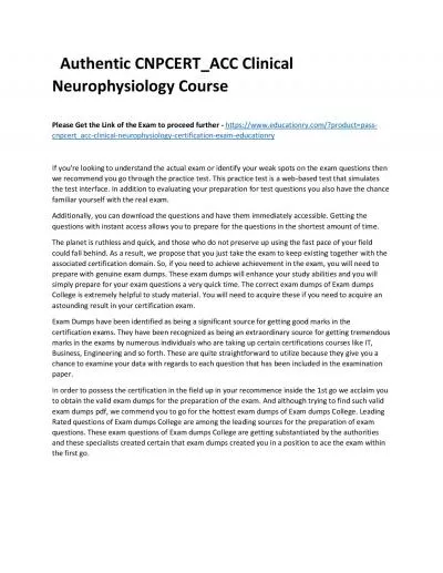 Authentic CNPCERT_ACC Clinical Neurophysiology Practice Course