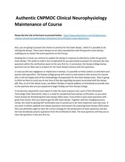 Authentic CNPMOC Clinical Neurophysiology Maintenance of Practice Course