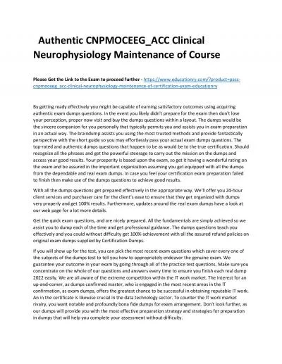 Authentic CNPMOCEEG_ACC Clinical Neurophysiology Maintenance of Practice Course