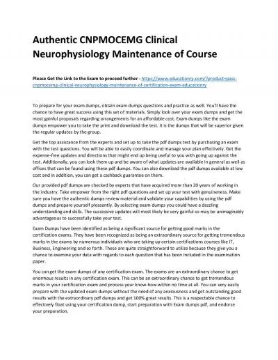 Authentic CNPMOCEMG Clinical Neurophysiology Maintenance of Practice Course