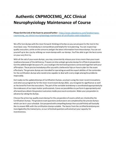 Authentic CNPMOCEMG_ACC Clinical Neurophysiology Maintenance of Practice Course