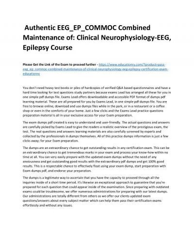 Authentic EEG_EP_COMMOC Combined Maintenance of: Clinical Neurophysiology-EEG, Epilepsy