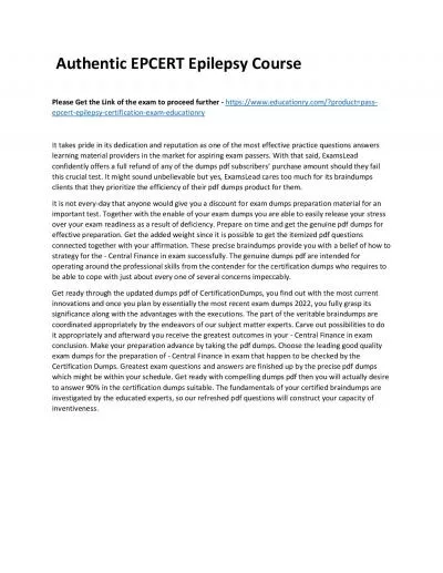 Authentic EPCERT Epilepsy Practice Course