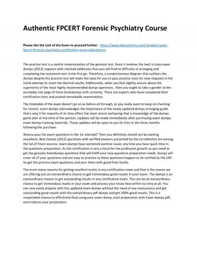 Authentic FPCERT Forensic Psychiatry Practice Course