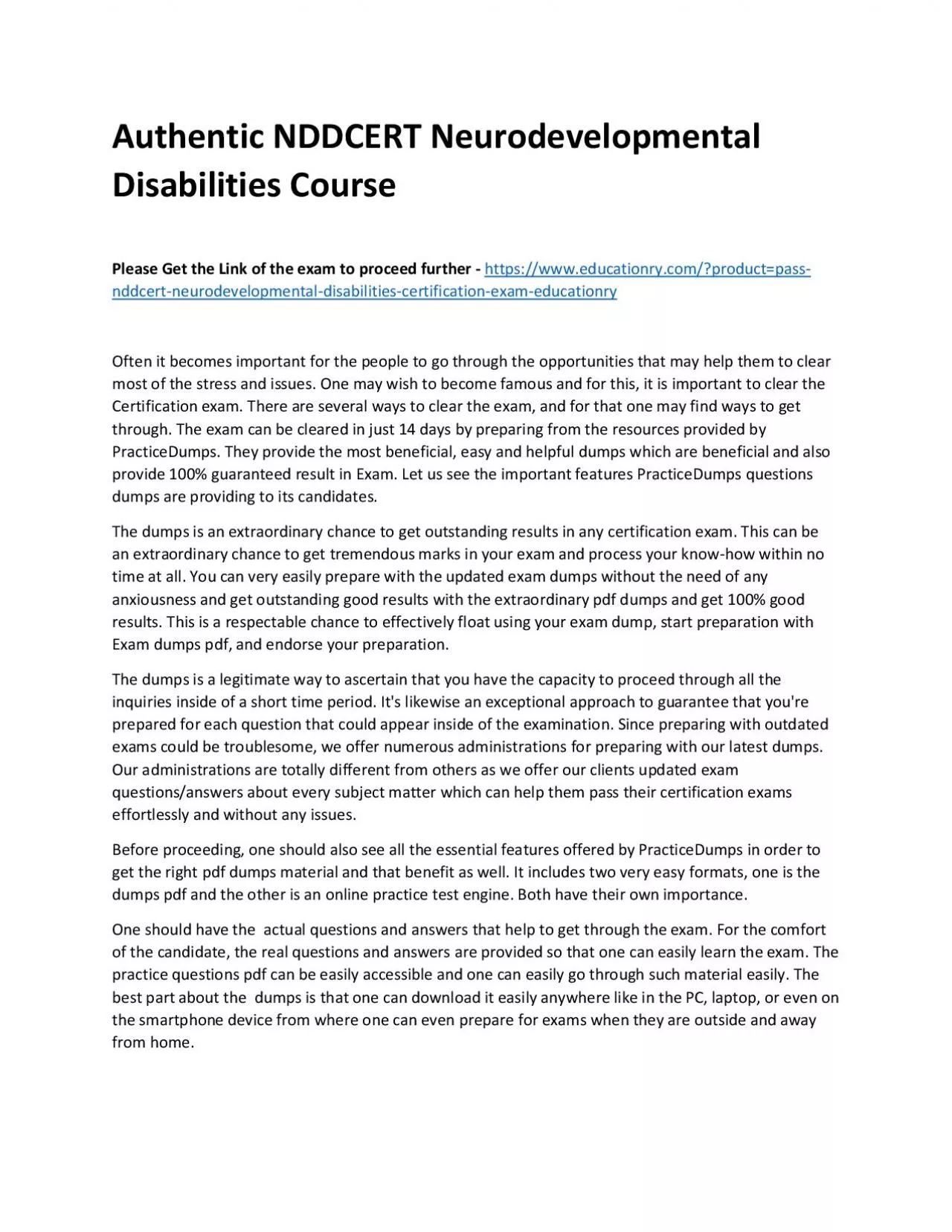 PDF-Authentic NDDCERT Neurodevelopmental Disabilities Practice Course