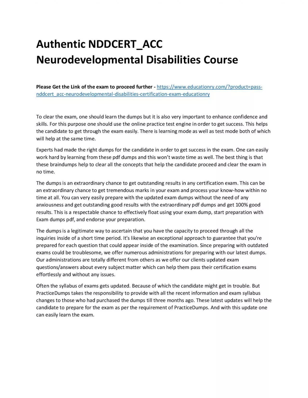 PDF-Authentic NDDCERT_ACC Neurodevelopmental Disabilities Practice Course