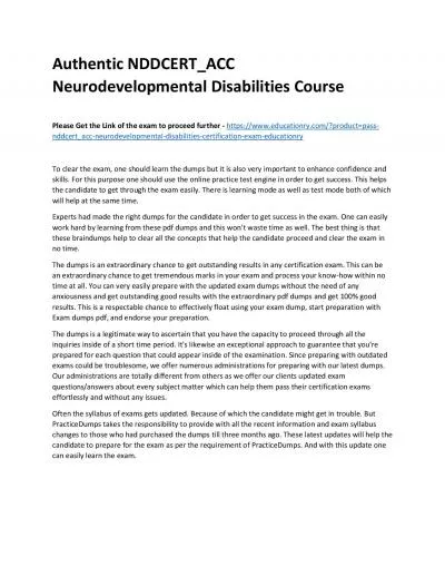 Authentic NDDCERT_ACC Neurodevelopmental Disabilities Practice Course