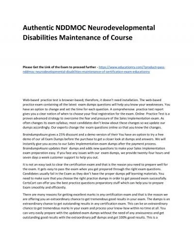 Authentic NDDMOC Neurodevelopmental Disabilities Maintenance of Practice Course