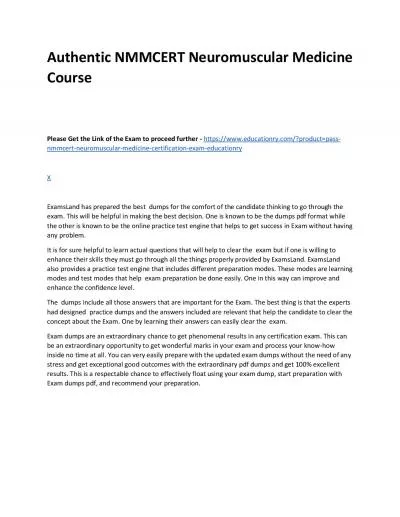 Authentic NMMCERT Neuromuscular Medicine Practice Course