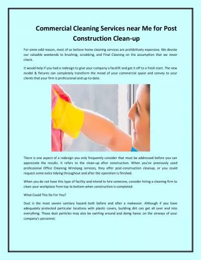 Commercial Cleaning Services near Me for Post Construction Clean-up