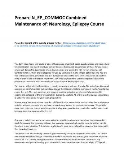 Prepare N_EP_COMMOC Combined Maintenance of: Neurology, Epilepsy Practice Course