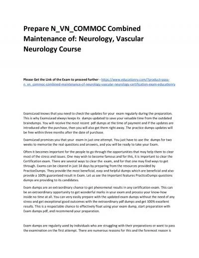 Prepare N_VN_COMMOC Combined Maintenance of: Neurology, Vascular Neurology Practice Course