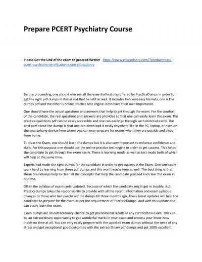 Prepare PCERT Psychiatry Practice Course