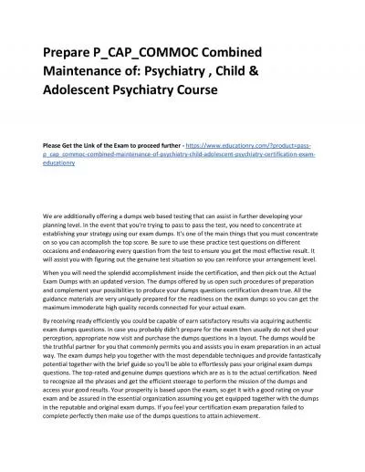 P_CAP_COMMOC Combined Maintenance of: Psychiatry , Child & Adolescent Psychiatry