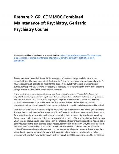 P_GP_COMMOC Combined Maintenance of: Psychiatry, Geriatric Psychiatry