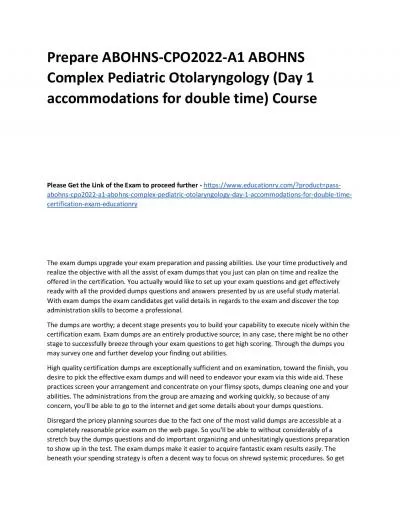 ABOHNS-CPO2022-A1 ABOHNS Complex Pediatric Otolaryngology (Day 1 accommodations for double time)