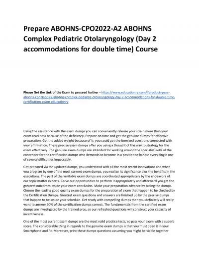 ABOHNS-CPO2022-A2 ABOHNS Complex Pediatric Otolaryngology (Day 2 accommodations for double