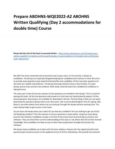 ABOHNS-WQE2022-A2 ABOHNS Written Qualifying (Day 2 accommodations for double time)