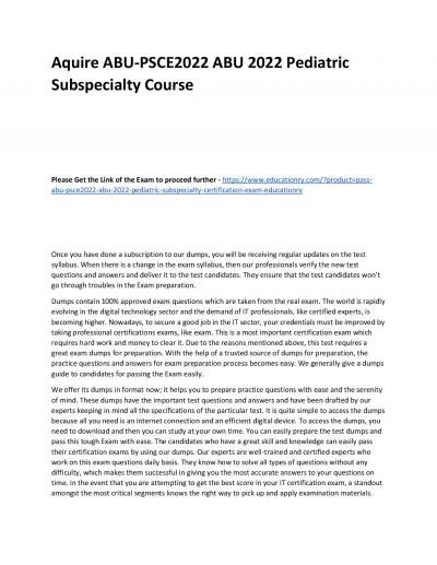 ABU-PSCE2022 ABU 2022 Pediatric Subspecialty