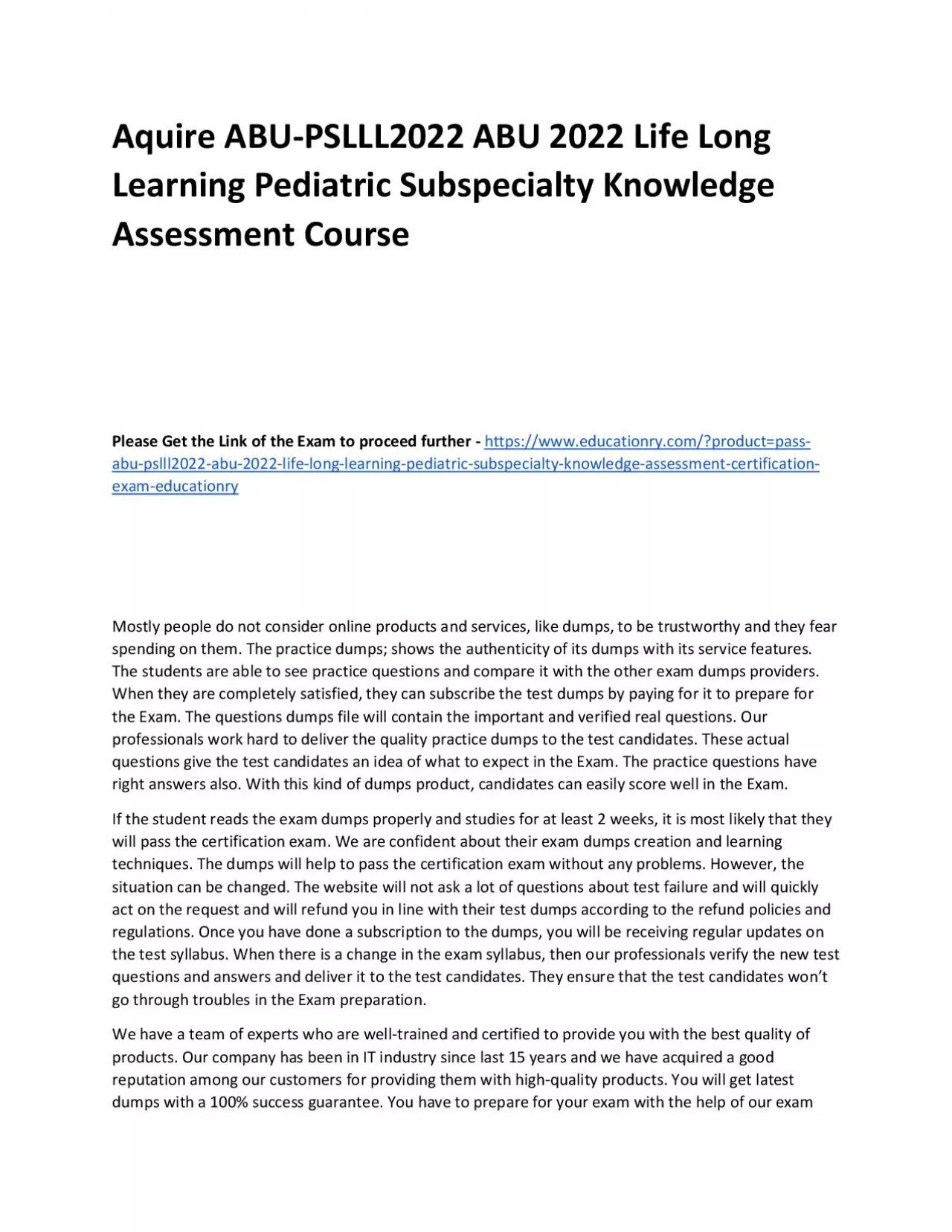 PDF-ABU-PSLLL2022 ABU 2022 Life Long Learning Pediatric Subspecialty Knowledge Assessment