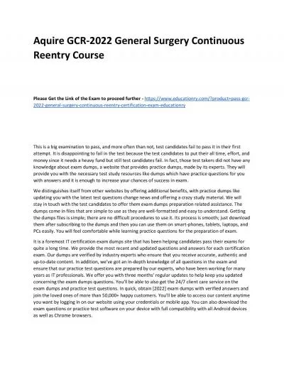 GCR-2022 General Surgery Continuous Reentry