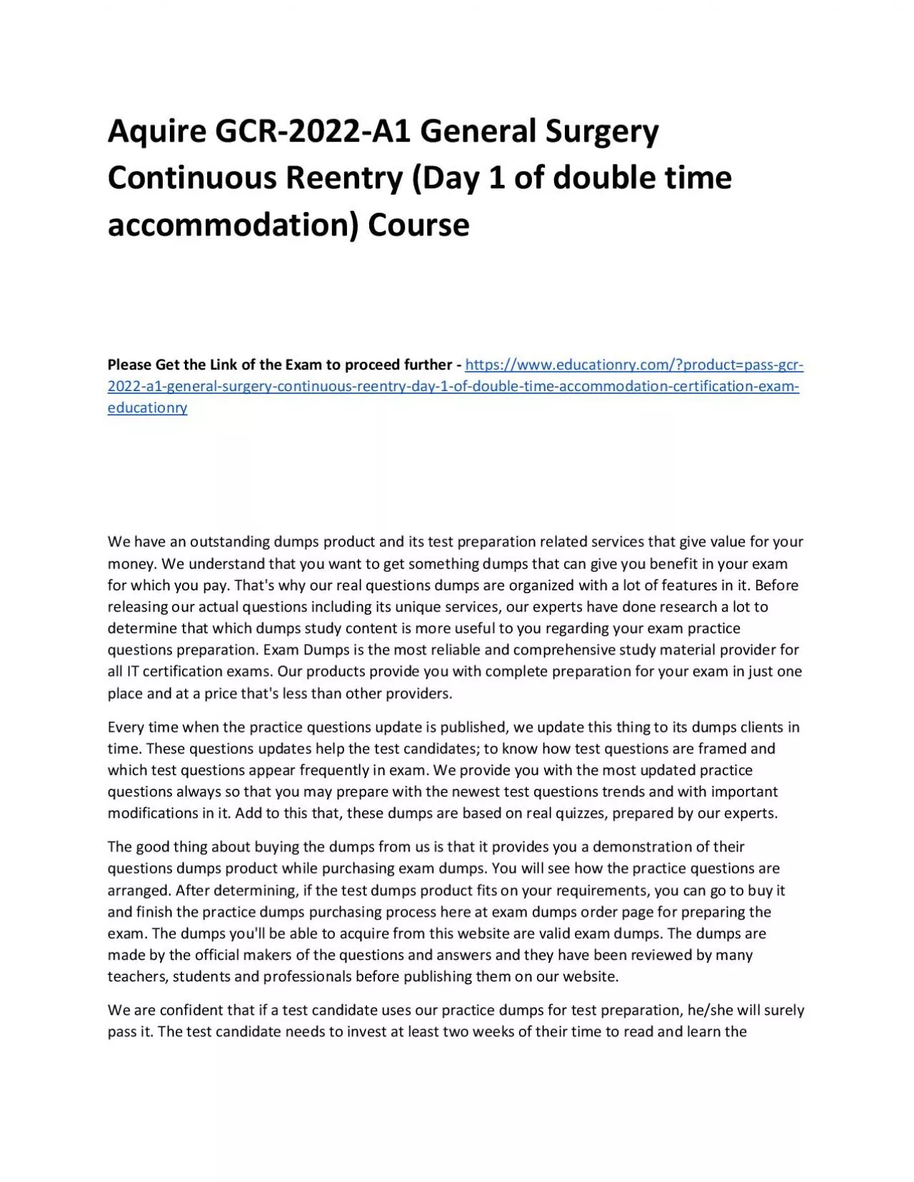 PDF-GCR-2022-A1 General Surgery Continuous Reentry (Day 1 of double time accommodation)