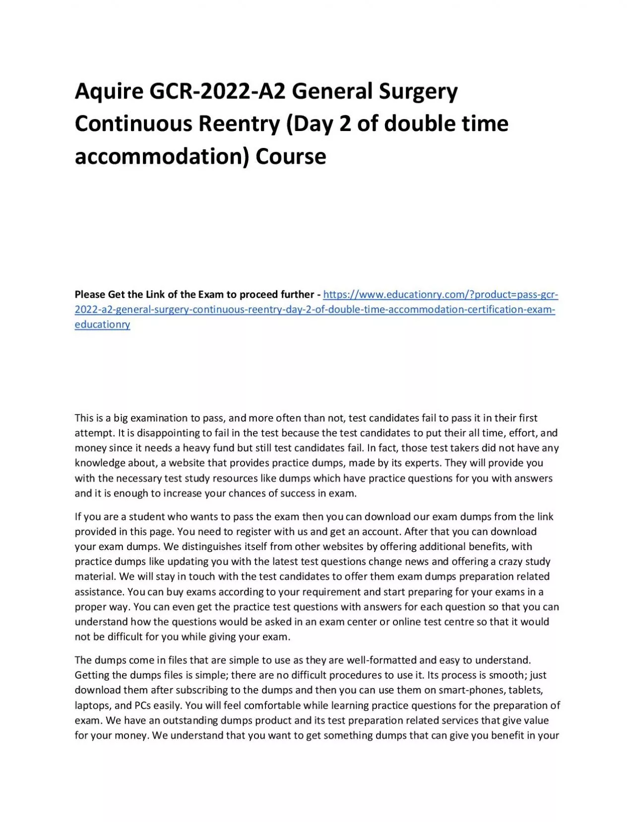 PDF-GCR-2022-A2 General Surgery Continuous Reentry (Day 2 of double time accommodation)