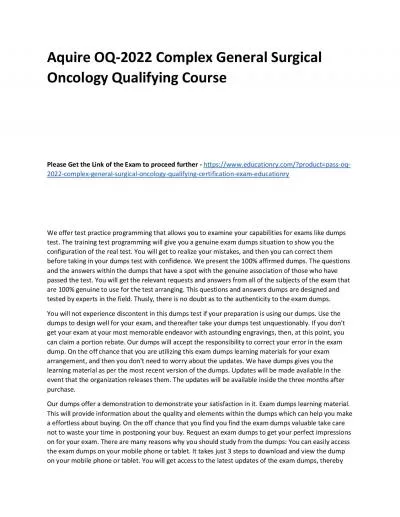 OQ-2022 Complex General Surgical Oncology Qualifying