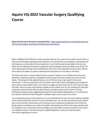 VQ-2022 Vascular Surgery Qualifying