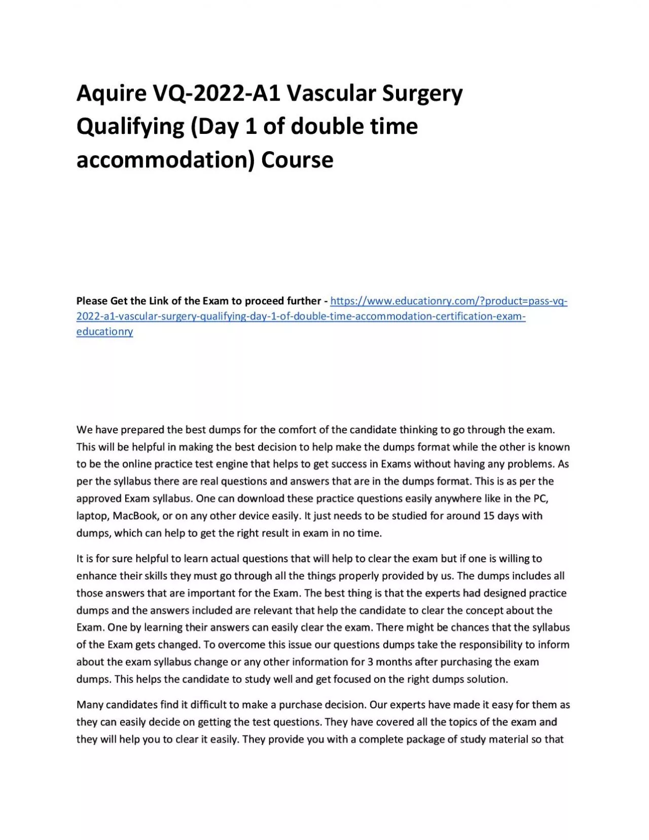 PDF-VQ-2022-A1 Vascular Surgery Qualifying (Day 1 of double time accommodation)