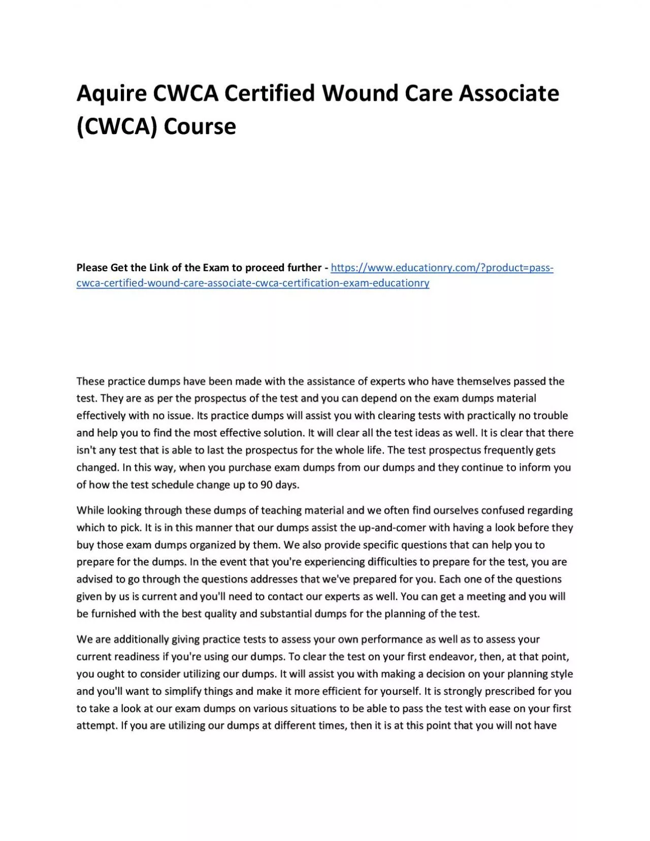 PDF-CWCA Certified Wound Care Associate (CWCA)