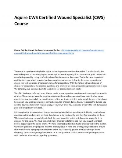 CWS Certified Wound Specialist (CWS)