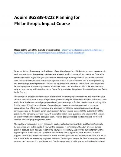 BGS839-0222 Planning for Philanthropic Impact