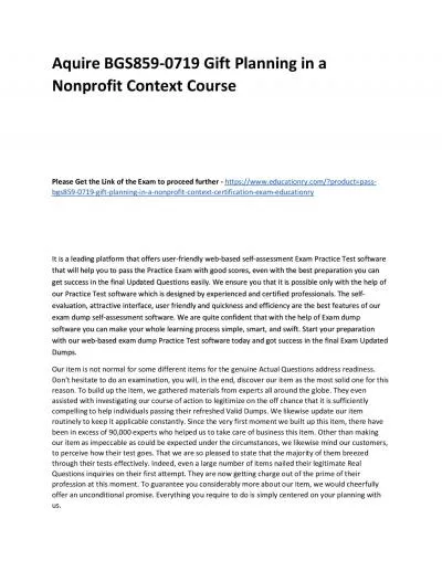 BGS859-0719 Gift Planning in a Nonprofit Context