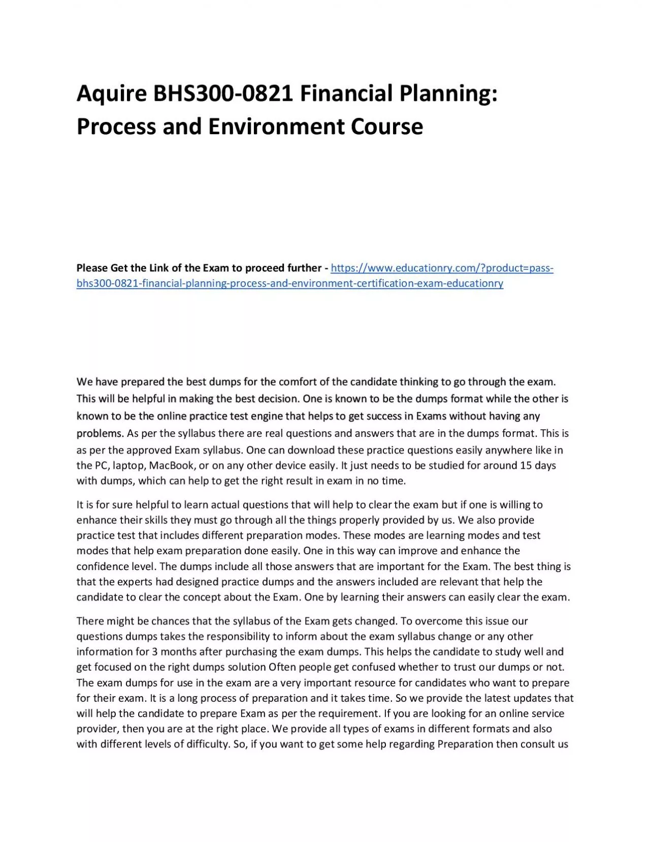 PDF-BHS300-0821 Financial Planning: Process and Environment