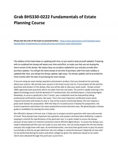 BHS330-0222 Fundamentals of Estate Planning