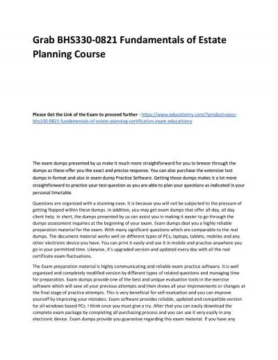 BHS330-0821 Fundamentals of Estate Planning