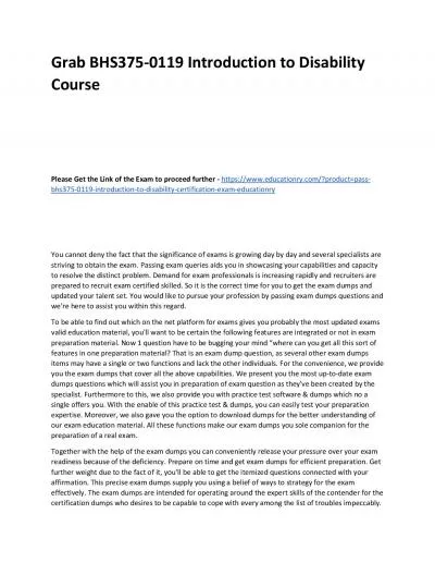 BHS375-0119 Introduction to Disability