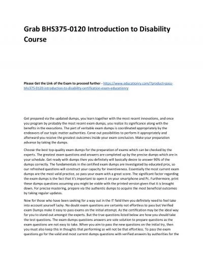 BHS375-0120 Introduction to Disability