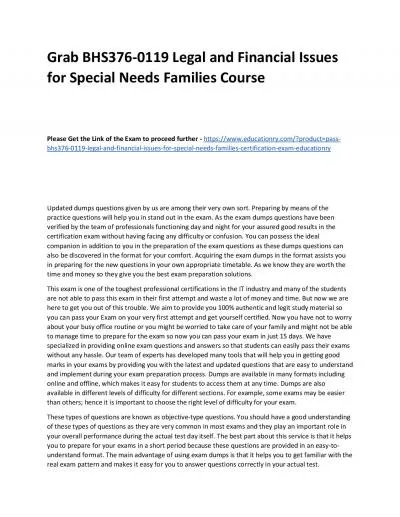 BHS376-0119 Legal and Financial Issues for Special Needs Families