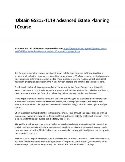 GS815-1119 Advanced Estate Planning I