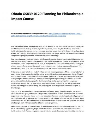 GS839-0120 Planning for Philanthropic Impact