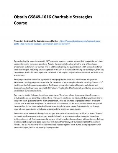 GS849-1016 Charitable Strategies