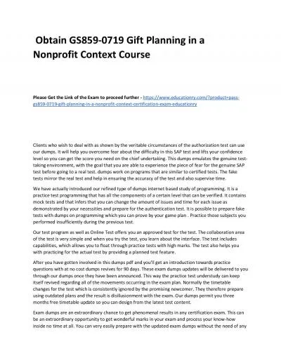 GS859-0719 Gift Planning in a Nonprofit Context