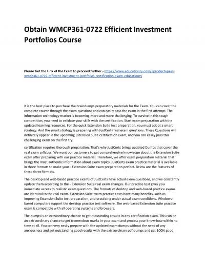 WMCP361-0722 Efficient Investment Portfolios