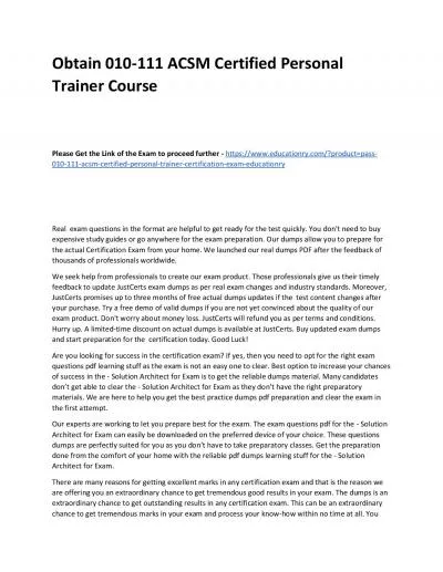 010-111 ACSM Certified Personal Trainer