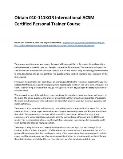 010-111KOR International ACSM Certified Personal Trainer