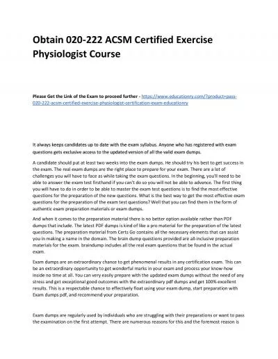 020-222 ACSM Certified Exercise Physiologist